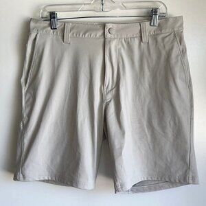 RHONE Men's Flat Front Performance Shorts in Light Khaki